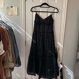 Black Ann Taylor Loft tiered midi dress